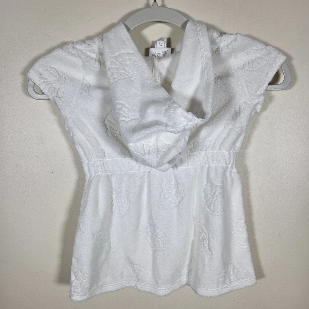 Lilly Pulitzer Coverup Kids XS 2-3 White Terry Cloth Shell Beach Coastal Pool